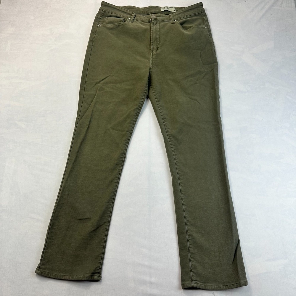 32 Degrees Cool Sweatpant Jeans Womens Size 14 Green Denim Straight Leg Stretch